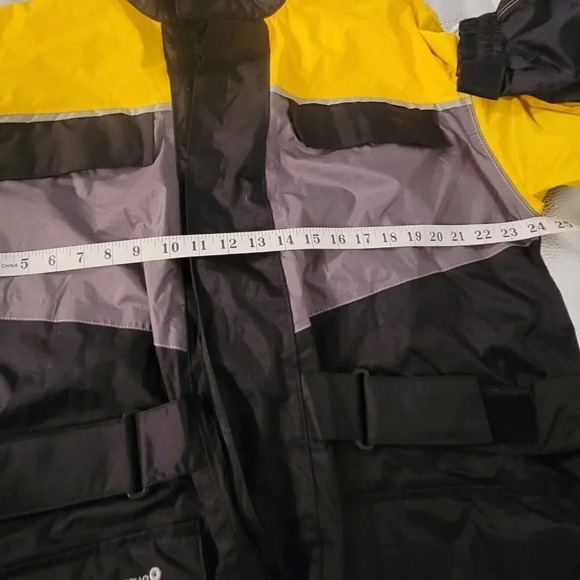 Tourmaster Motorcycle Rain Jacket Mens Yellow Black Lined Vented Sz XL 4 Pockets - Picture 12 of 13